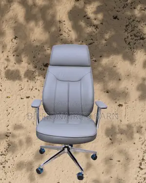 Grey Executive Leather Office Chair (Quiet-Roll) — Only a Few Left
