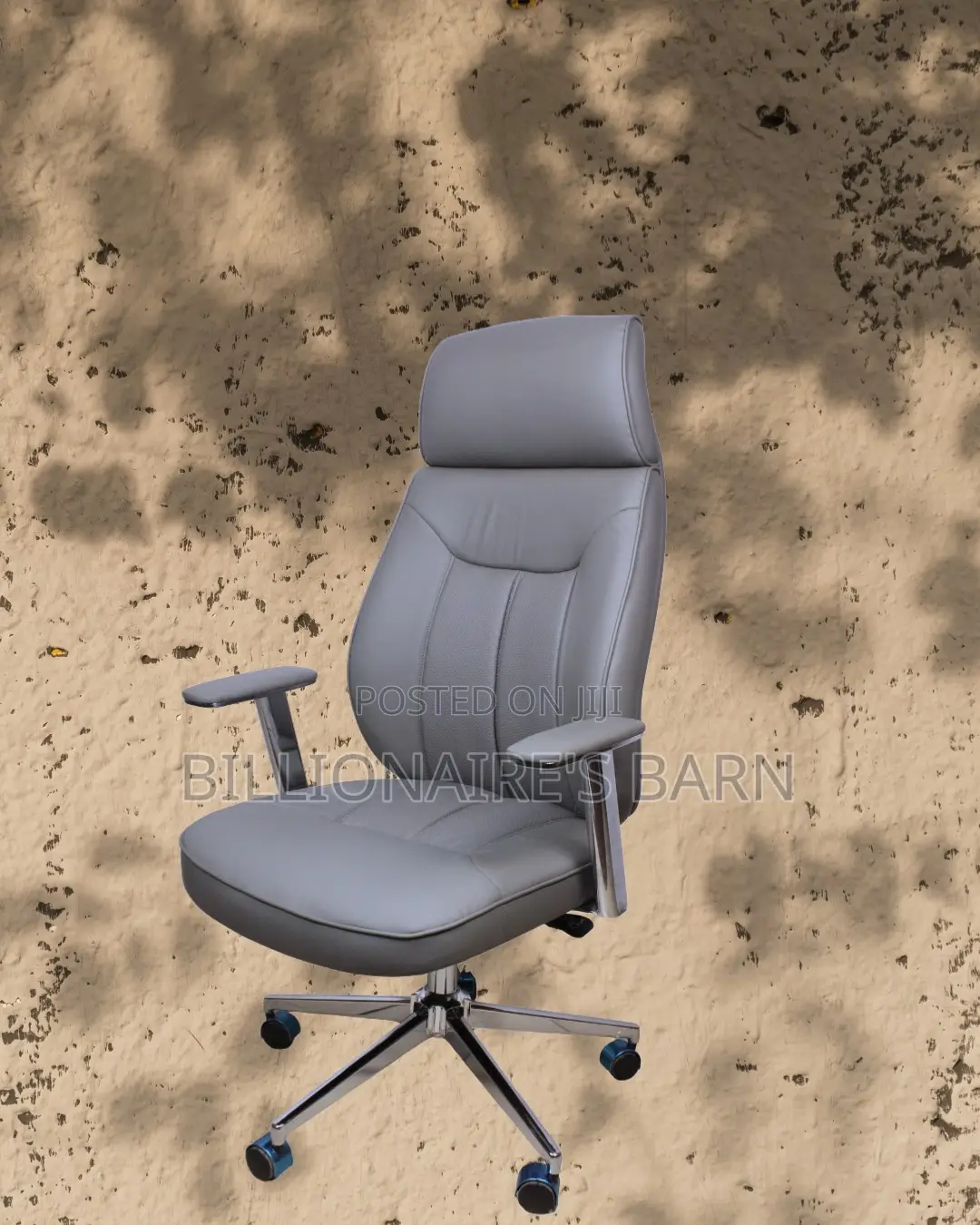 Grey Executive Leather Office Chair (Quiet-Roll) — Only a Few Left