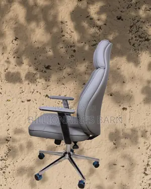 Grey Executive Leather Office Chair (Quiet-Roll) — Only a Few Left