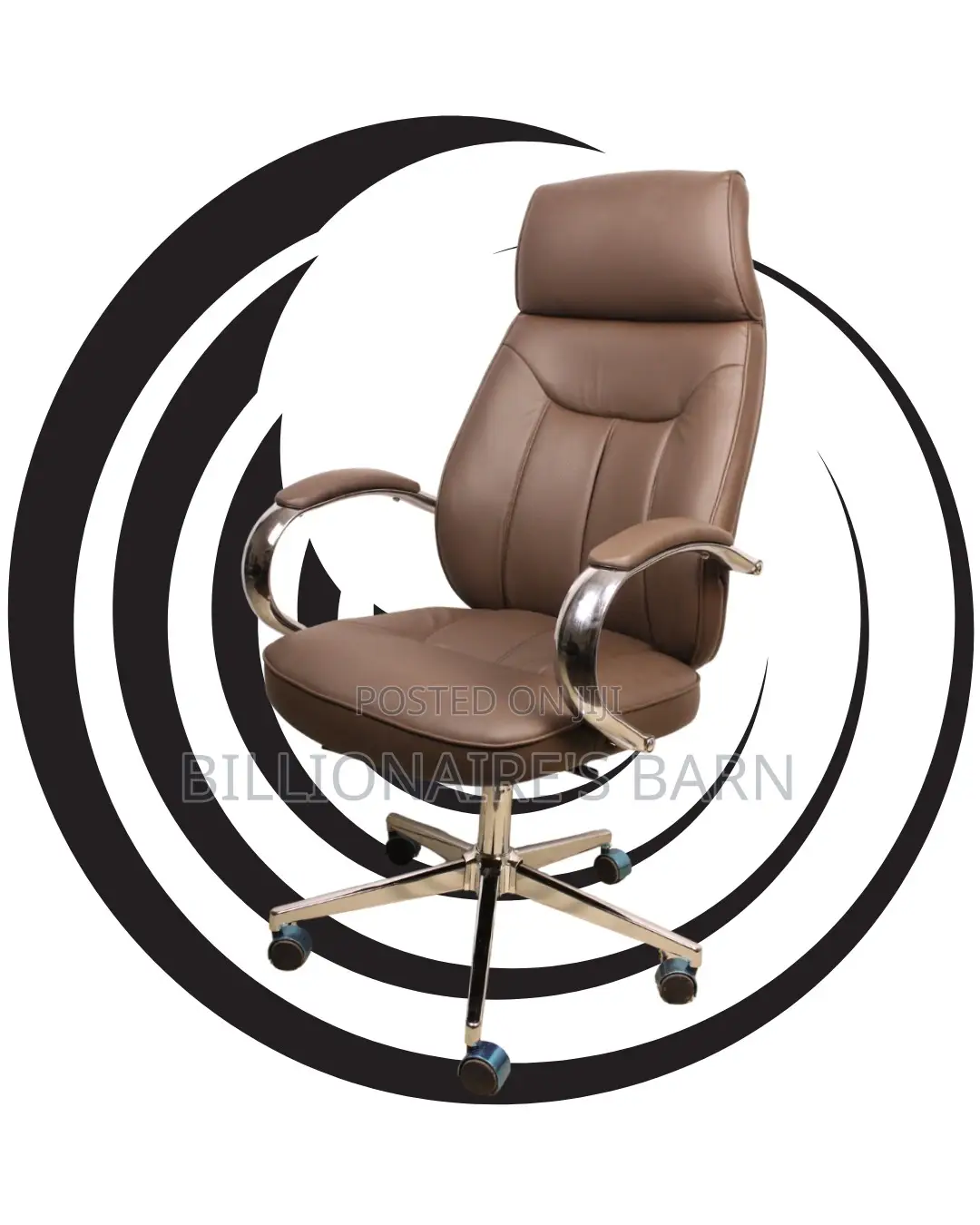 Brown Executive Leather Office Chair | Comfy Swivel Base