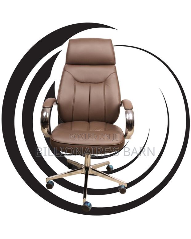 Brown Executive Leather Office Chair | Comfy Swivel Base - thumbnail 3