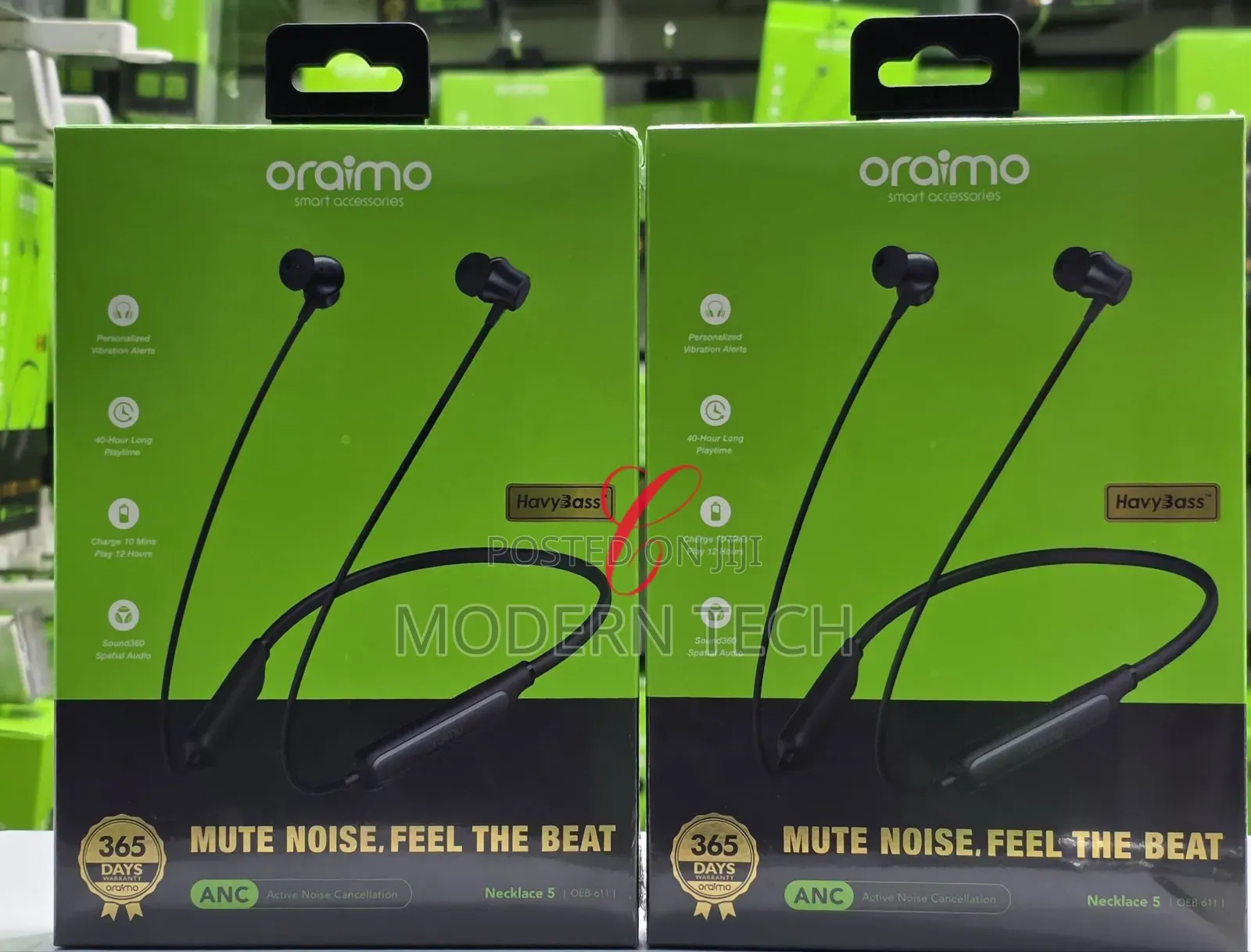 Oraimo Necklace 5 – Wireless Neckband With Deep Bass Long Battery.