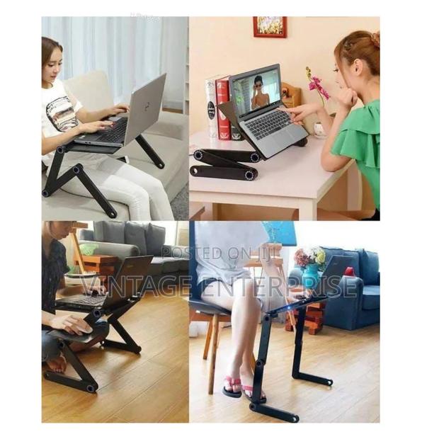 Foldable Metallic Laptop Stand With Mouse Pad and Fan*