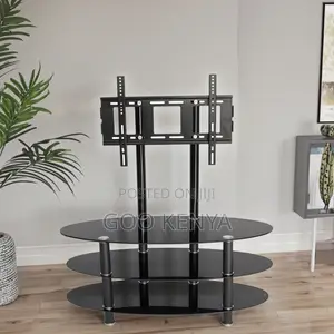 Home Tv Stand; Modern Glass Tv Console With Shelves and Mount