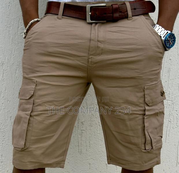 Khaki Combat Casual Cargo Plain Side Pocket Shorts - thumbnail 3