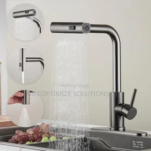 Gun Grey Stainless Steel Kitchen Pull Down Sprayer Waterfall Faucet
