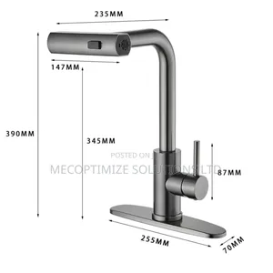 Gun Grey Stainless Steel Kitchen Pull Down Sprayer Waterfall Faucet
