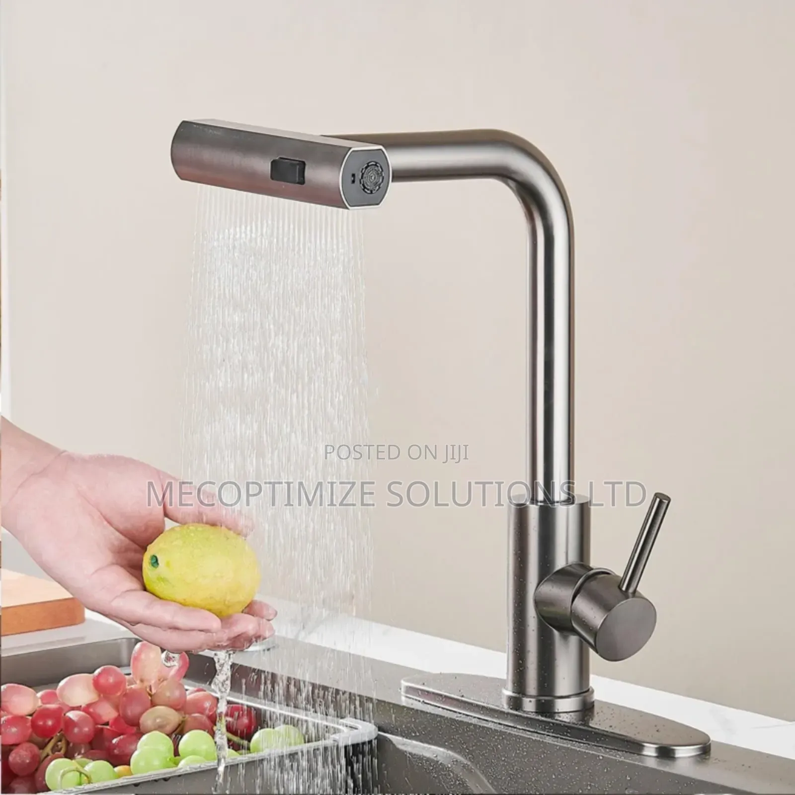 Gun Grey Stainless Steel Kitchen Pull Down Sprayer Waterfall Faucet