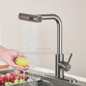 Gun Grey Stainless Steel Kitchen Pull Down Sprayer Waterfall Faucet