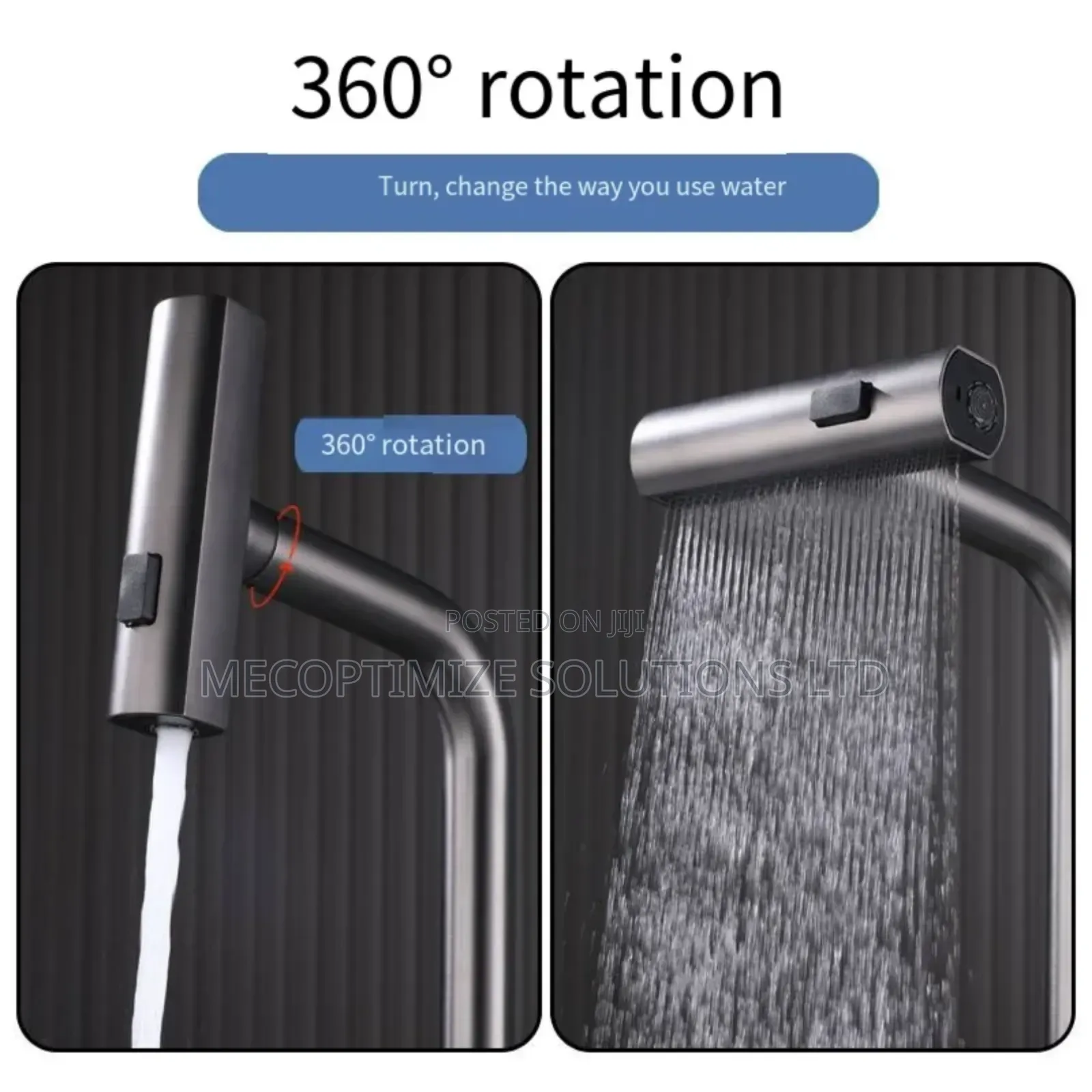 Gun Grey Stainless Steel Kitchen Pull Down Sprayer Waterfall Faucet
