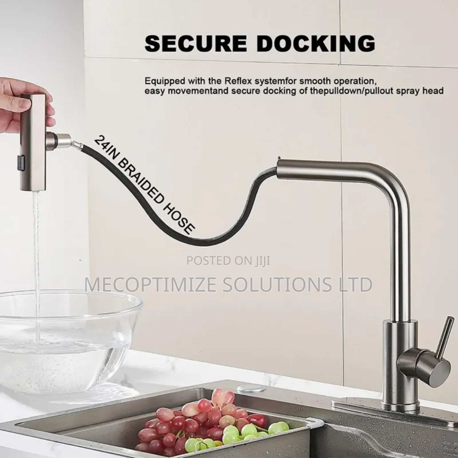 Gun Grey Stainless Steel Kitchen Pull Down Sprayer Waterfall Faucet