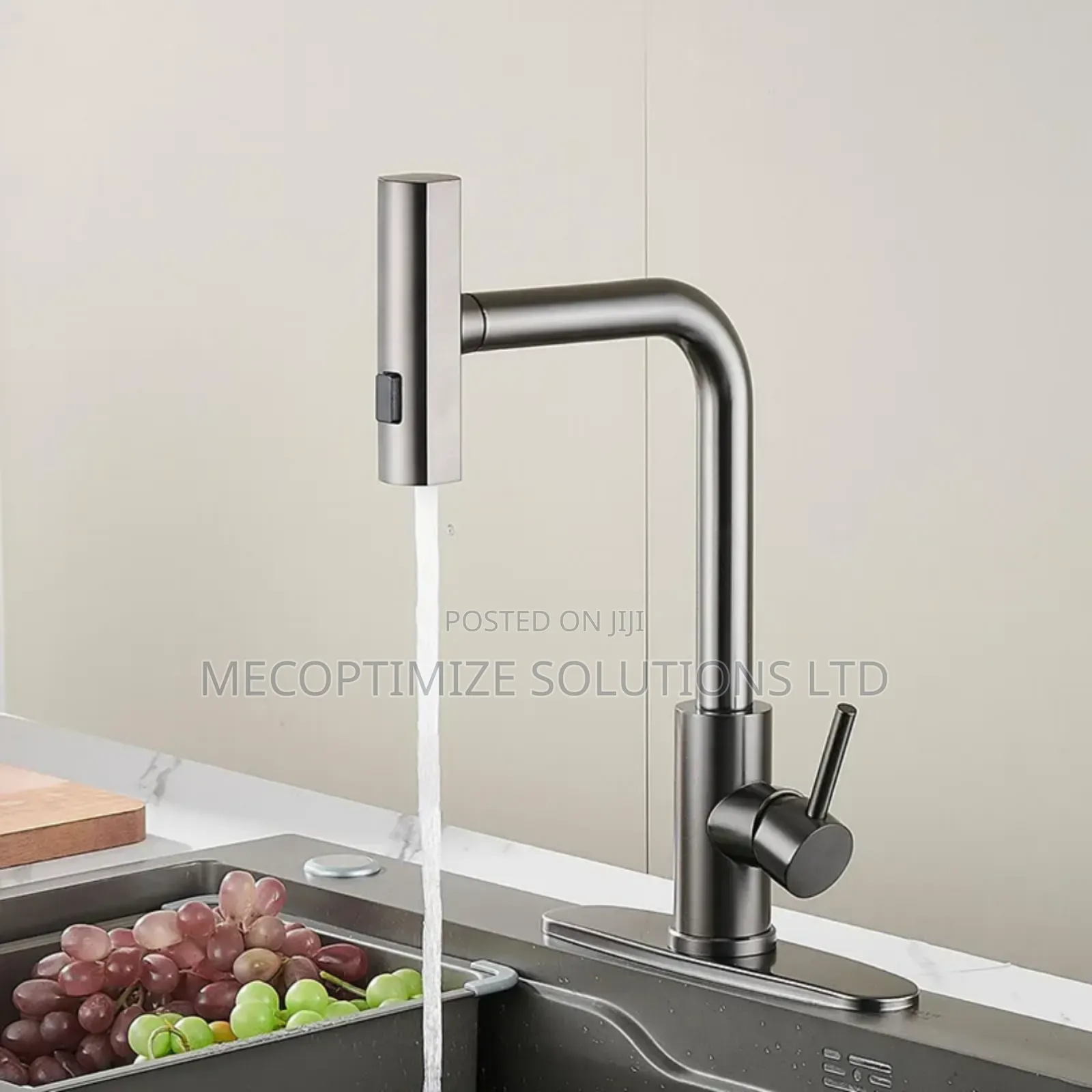 Gun Grey Stainless Steel Kitchen Pull Down Sprayer Waterfall Faucet