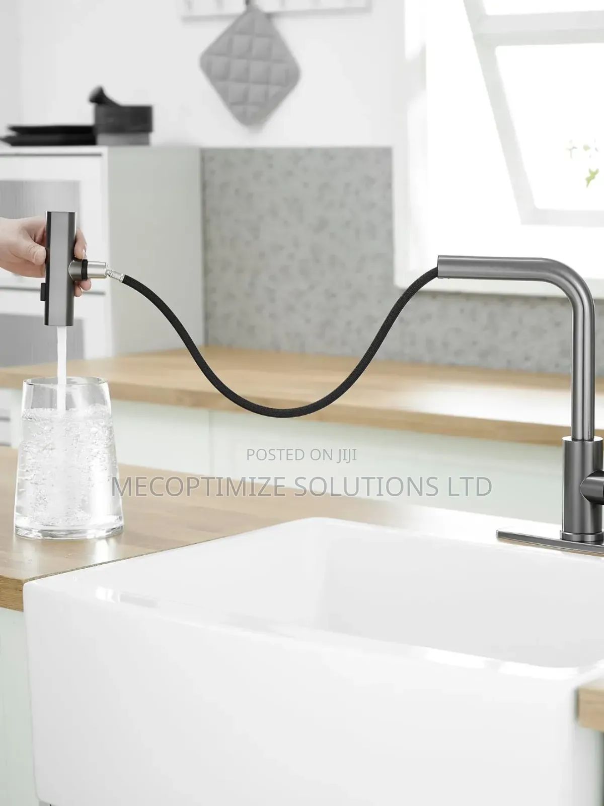 Gun Grey Stainless Steel Kitchen Pull Down Sprayer Waterfall Faucet