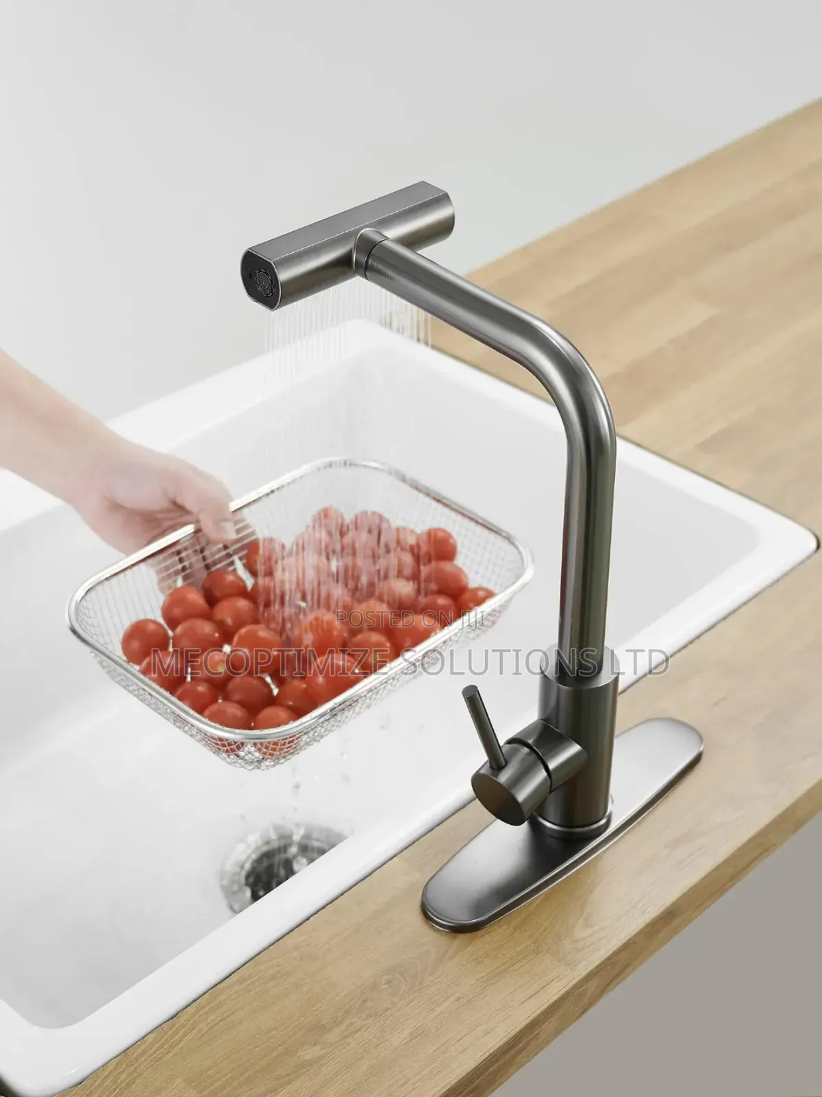 Gun Grey Stainless Steel Kitchen Pull Down Sprayer Waterfall Faucet