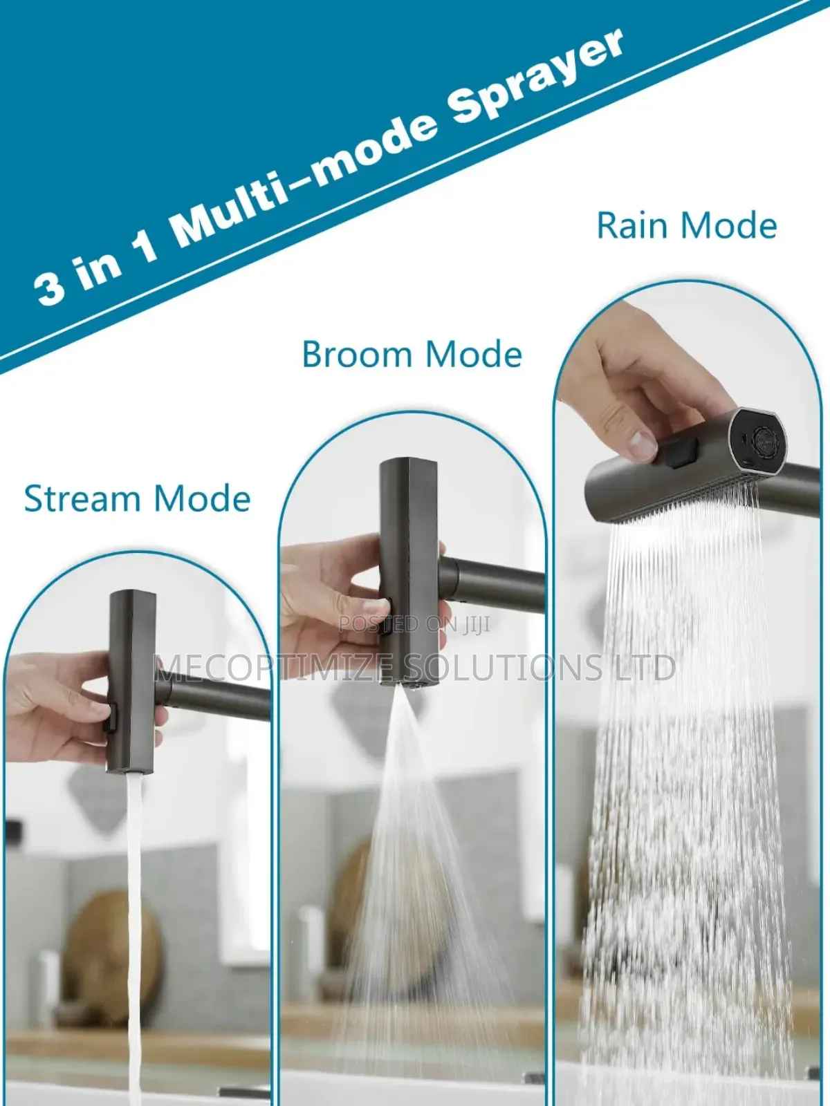 Gun Grey Stainless Steel Kitchen Pull Down Sprayer Waterfall Faucet
