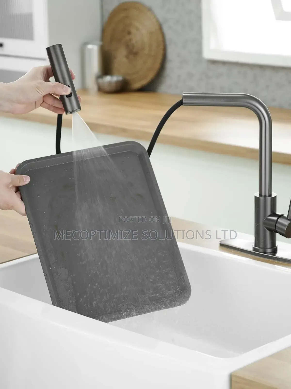 Gun Grey Stainless Steel Kitchen Pull Down Sprayer Waterfall Faucet