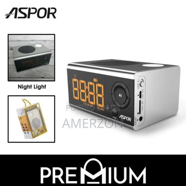 Aspor A659 Sound Box Alarm Clock Bluetooth Speaker 12hr Play