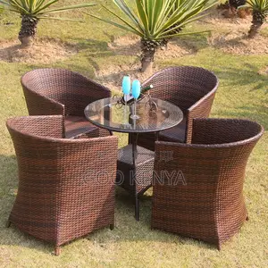 Outdoor Set; Balcony Rattan Dining Furniture Set for 4