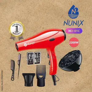 Nunix Hd-01c 2200 Watts Red Blow Dryer Fast Drying With Stylish Design