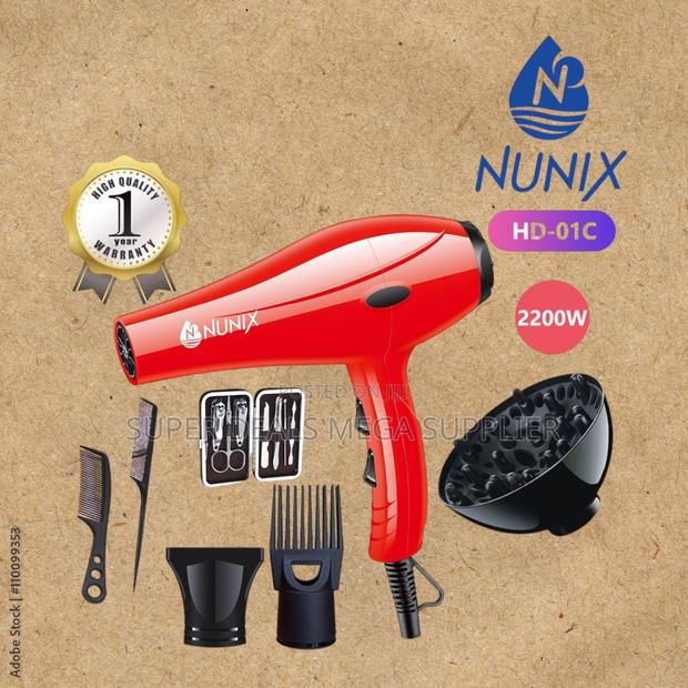 Nunix Hd-01c 2200 Watts Red Blow Dryer Fast Drying With Stylish Design