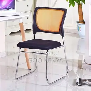 Waiting Chair; Breathable Mesh Office Guest Chair With Metal Base