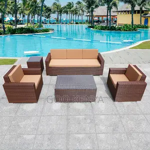 Outdoor Set; 5-Seat Rattan Patio Lounge Furniture With Cushioned Seats