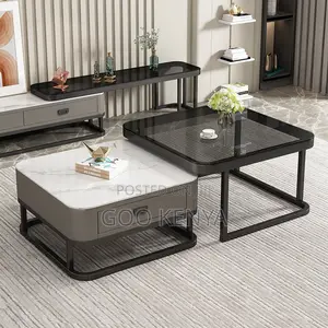 Home Table Set; Elegant Marble Coffee Table Combo for Living Room