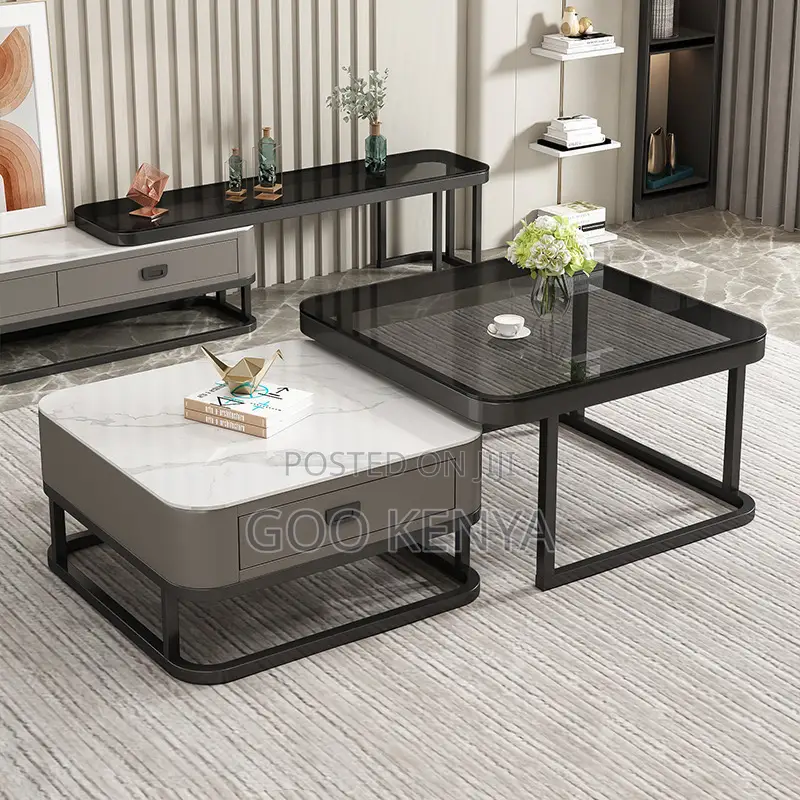 Home Table Set; Elegant Marble Coffee Table Combo for Living Room