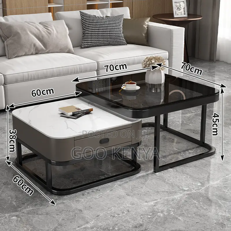 Home Table Set; Elegant Marble Coffee Table Combo for Living Room