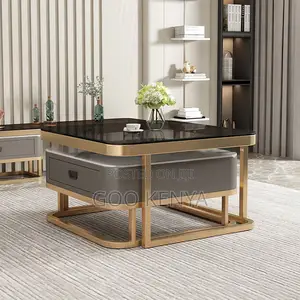 Home Table Set; Elegant Marble Coffee Table Combo for Living Room