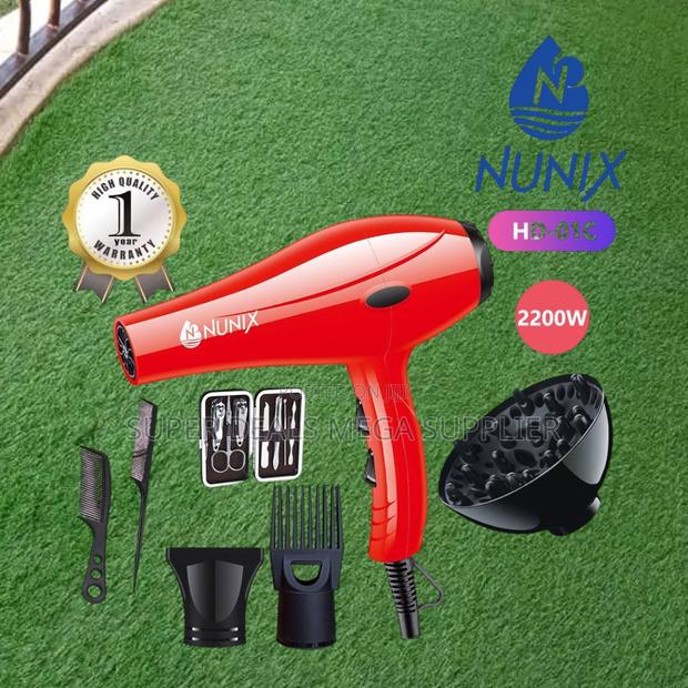 Nunix Hd-01c Hair Dryer With Red Design and Powerful Airflow