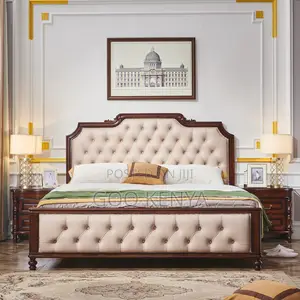 Home Bed; Modern Wooden Home Bed With Leather Touch