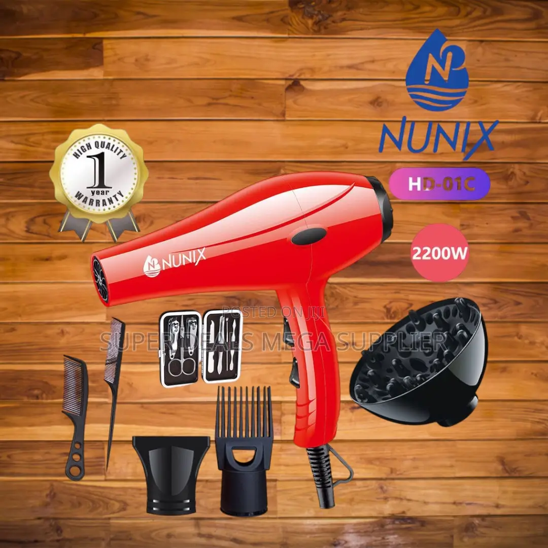 Nunix Hd-01c Hair Dryer Efficient Red Blow Dryer With Two Settings