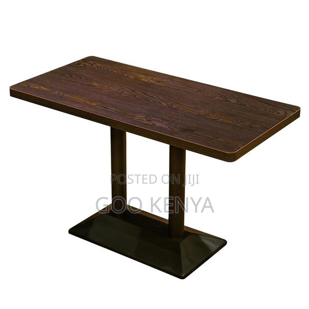 Home Dining Table; Marble and Wood Dining Table With Sturdy Base - thumbnail 2
