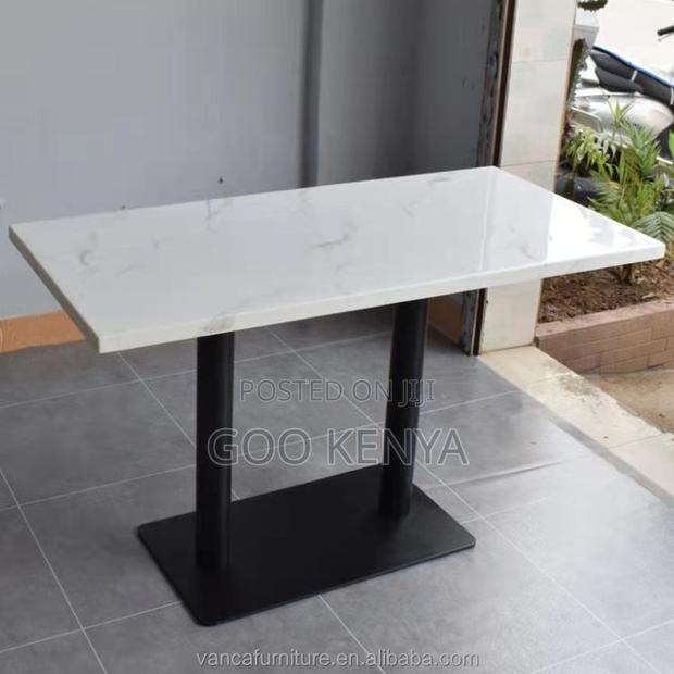 Home Dining Table; Marble and Wood Dining Table With Sturdy Base - thumbnail 3