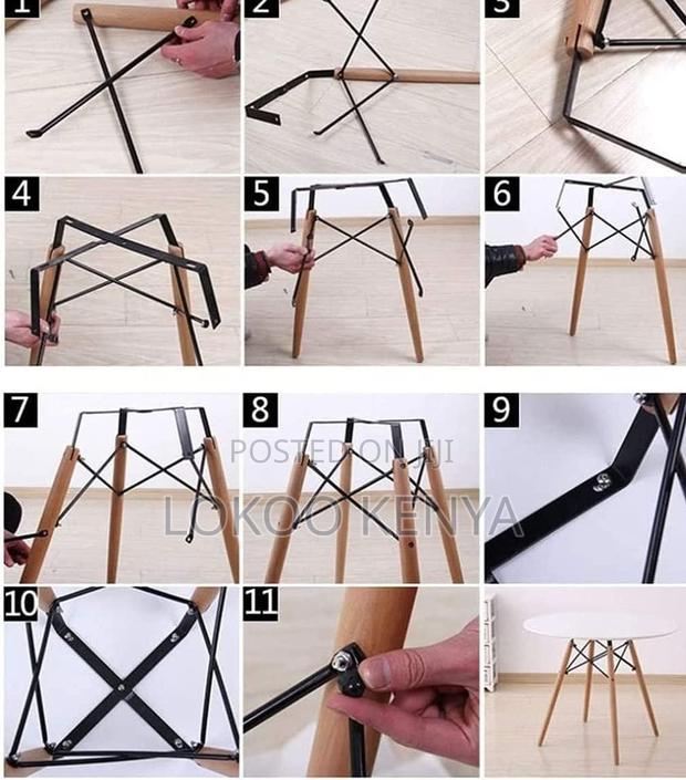 Dining Table : Round Wooden Legged Office Table - thumbnail 2