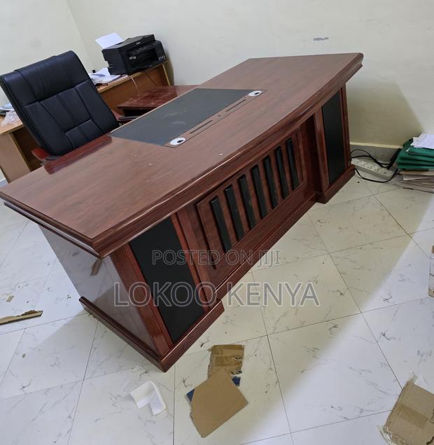 Office Desk : 1800mm Mahogany Office Desk With Extension - thumbnail 2