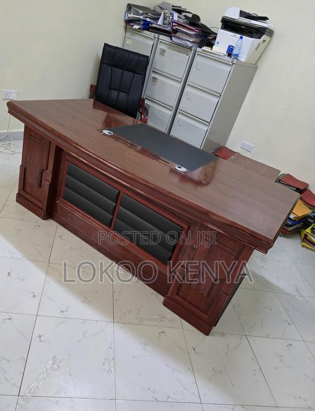 Office Desk : 1800mm Mahogany Office Desk With Extension - thumbnail 4