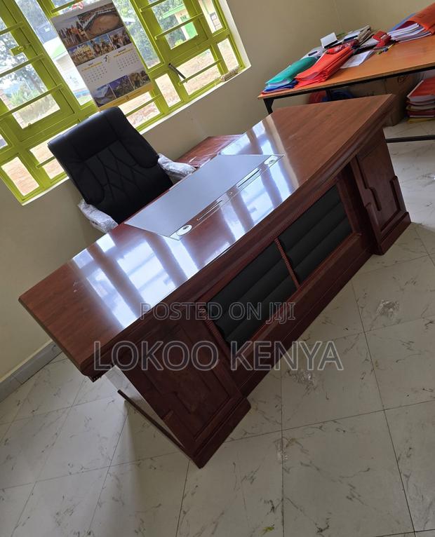 Office Desk : 1800mm Mahogany Office Desk With Extension - thumbnail 5