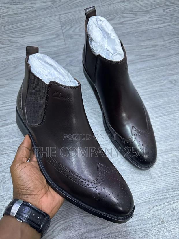 Quality Leather Men Laced Casual Chelsea Clarks Boots - thumbnail 4