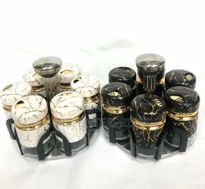 7pcs Marble Rotating Spice Jars
