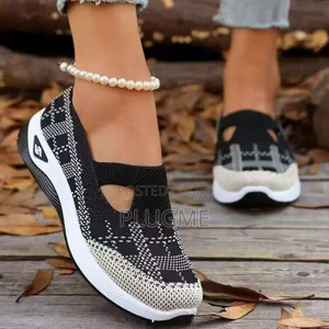 Women's Woven Orthopedic Breathable Soft Shoes Slip-on Sneakers.