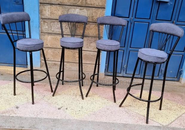 Grey Velvet Bar Stool With Footrest.
