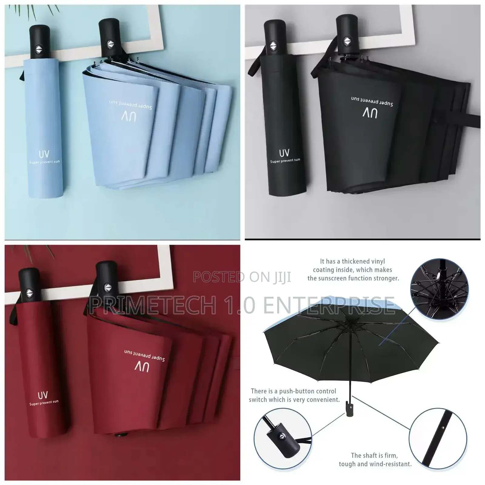 8 Ribs Travel Rain/Sun Umbrella -Windoroof