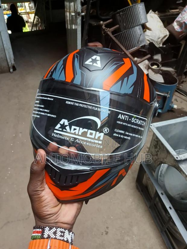 Aaron Full Face Helmet - Orange Black Riding Helmet