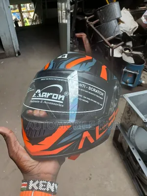 Aaron Full Face Helmet - Orange Black Riding Helmet