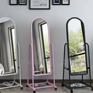 *Black Full Length Dressing Mirror With Wheels and Shoes Rack