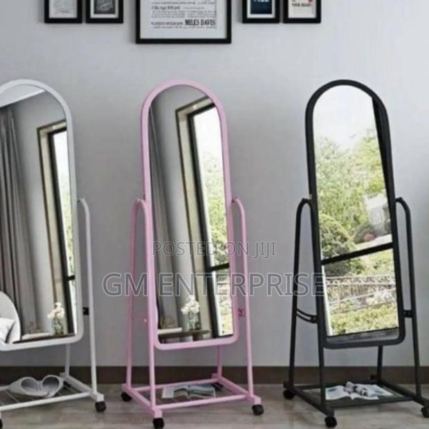 *Black Full Length Dressing Mirror With Wheels and Shoes Rack - main view