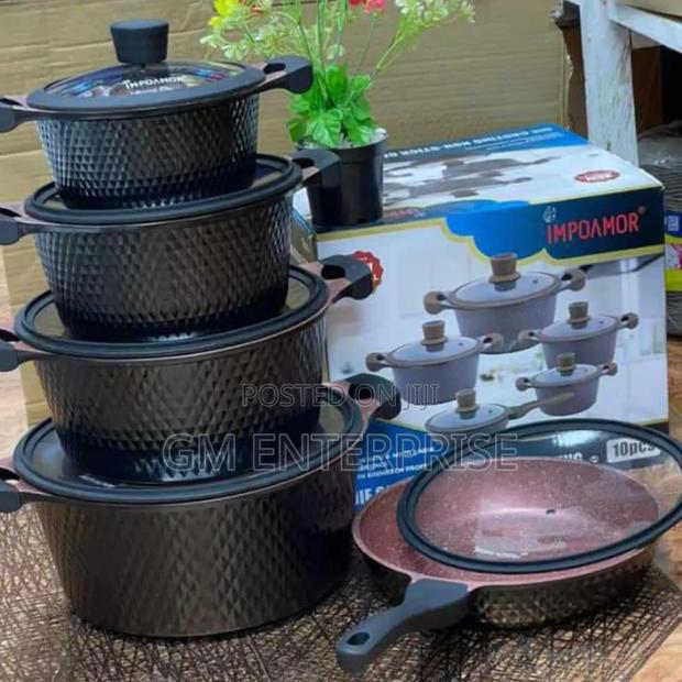 Black 10pcs Tc Die Cast Cook Ware Set