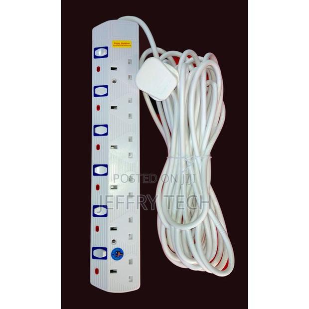 JSB 6-Way Socket Power Extension Cable 5m/10m White